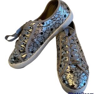 Super Cute Bebe Sneakers! Silver with Stars! Size 8.5
